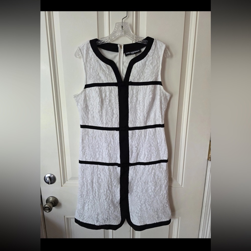 Karl Lagerfeld White and Black Textured Midi Dress